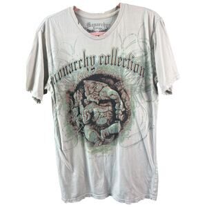 Monarchy Collection elephant distressed short sleeve tee shirt off white large